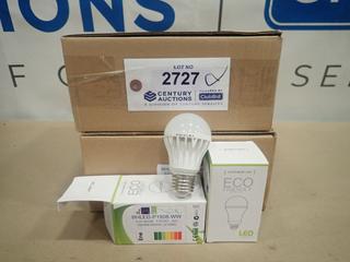 (40) Unused Dimmable Warm White Hi-Power LED Light Bulbs, E26 Base, 8W, 100 VAC, BHLED-P1908-WW (B-2)