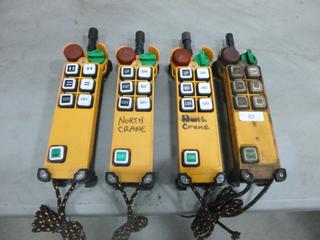 (2) Telecrane F24-6D Hand Held Crane Remote Controls, (2) Drivecon PWRM 24-6D-TX Hand Held Crane Remote Controls (D1)