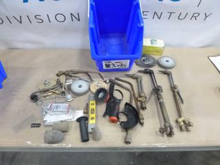 Assorted Torches and Welding Supplies, C/w Bin (F-1)