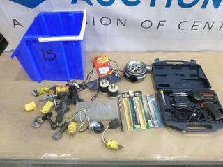 Soldering Kit w/ Gun, Misc. Electrical Supplies and Tools, C/w Bin (F-1)