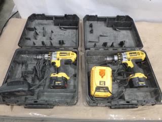 (2) DeWalt 12V Battery Powered 1/2 In. Drills, C/w Cases and Charger (F-1)