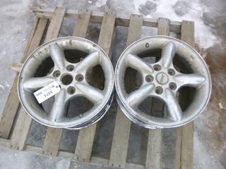 (2) Aluminum Alloy Jeep Rims With Sensors, 7.5 In. (w), 17 In. Rims, *Note: (1) Jeep Cap Missing