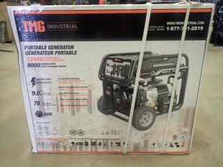 Unused TMG Industrial Portable Generator, Electric Start, Long Life 459 cc OHV Engine, 12,000 Starting Watts, 60 Hz, 120/240 VAC, Single Phase, Model TMG-12000GE (X-3-1) 