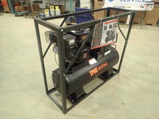 Unused TMG Industrial Air Compressor, 40 Gallon Horizontal Tank, 2-Stage, Loncin G300FA 4-Stroke 302cc Gas Engine,175 Max. PSI, Model TMG-GAC40, SN 3221210554 