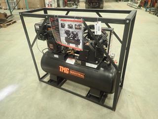 Unused TMG Industrial Air Compressor, 40 Gallon Horizontal Tank, 2-Stage, Loncin G300FA 4-Stroke 302cc Gas Engine,175 Max. PSI, Model TMG-GAC40, SN 3221210528