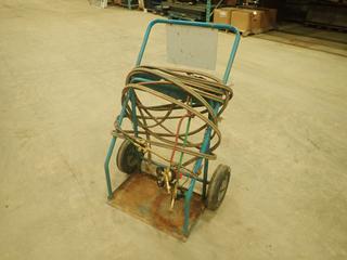 Oxygen and Acetylene Cart w/ Cutting Torch, Victor Pressure Gauges, Hose and Goggles(Z)