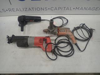 Ridgid 1/2 In. Electric Drill, Skil 4 1/2 In. Angle Grinder, Milwaukee Reciprocating Saw  (E1)