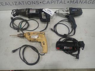 (1) Mastercraft 1/2 In. Impact Drill, (1) Bosch Roto Zip RZ2, (1) 1/2 In. Hammer Drill, (1) Reciprocating Saw (E1)