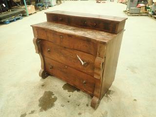 Antique 5-Drawer Locking Dresser, 43 In. x 21 In. x 35 In., (R-5-2) 