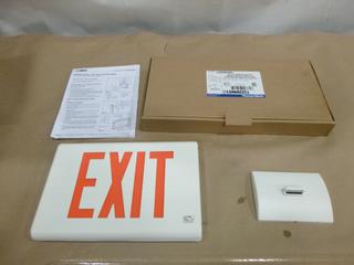 (6) Unused Lumacell Genesis Series - Die Cast LED Ext Signs, Part LER850UWH, Wall Mount or Hanging, AC, AC/DC, Self Powered and Nexus, 13 In. x 9 In. x 2 In. (J-1-1)