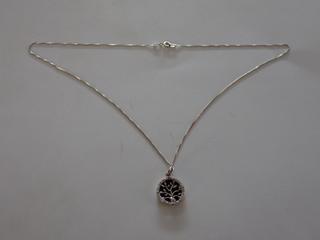 Approx. 20 In. Sterling Silver Necklace w/ Circle Pendant (Office)