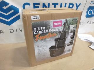 Unused 3-Tier Garden Barrel Fountain (M22)