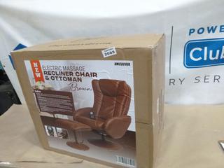 Unused Electric Heat and Massage Recliner Chair w/ Ottoman (M22)