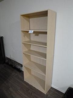 Bookcase w/ 5 Shelves, 29 1/2 In. x 11 1/2 In. x 71 1/2 In. *Located Offsite at 5013 48 St, Stony Plain, For Viewing and More Information Contact Al at 587-982-5353, Must Have Paid In Full Invoice For Removal, No Payments Accepted On Site*