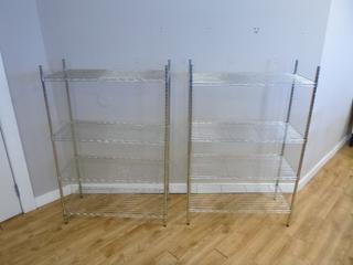 (2) Adjustable Wire Shelving Units, 36 In. x 16 In. x 54 In. *Located Offsite at 5013 48 St, Stony Plain, For Viewing and More Information Contact Al at 587-982-5353, Must Have Paid In Full Invoice For Removal, No Payments Accepted On Site*