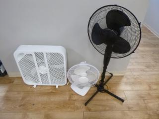 (1) 20 In. Box Fan, (1) 12 In. Table Fan, (1) 16 In. Stand Fan *Located Offsite at 5013 48 St, Stony Plain, For Viewing and More Information Contact Al at 587-982-5353, Must Have Paid In Full Invoice For Removal, No Payments Accepted On Site*