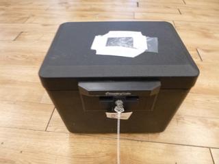 Sentry Safe Chest w/ Key *Located Offsite at 5013 48 St, Stony Plain, For Viewing and More Information Contact Al at 587-982-5353, Must Have Paid In Full Invoice For Removal, No Payments Accepted On Site*