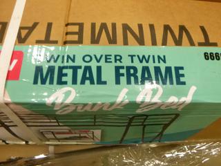 Unused Twin Over Twin Metal Frame Bunk Bed (Y-3-1)