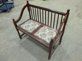 Antique 2 Seat Bench, Cherry Wood, 38 In. x 20 In. x 35 In. (H)