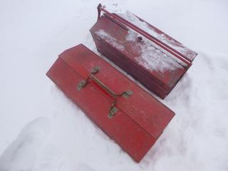 (2) Tool Boxes w/ Contents Including Electrical Pieces, 4 Pin for Trailer, C-Clamp, Bottle Jack, Screws and Bits