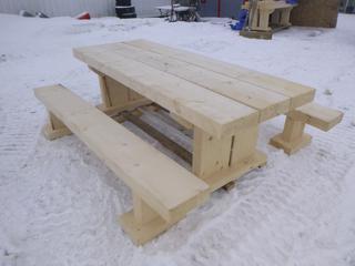 Untreated Spruce 8 Ft. Timber Table, C/w (2) 8 Ft. Benches