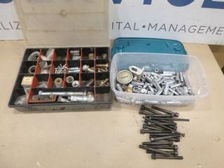 Qty of 1/4 In. Drive Sockets, Regular and Deep, Standard and Metric c/w Case of Assorted Bolts and Fittings 