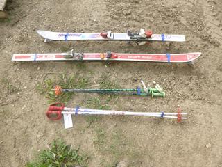 (2) Sets of Down Hill Skis and (2) Sets of Ski Poles