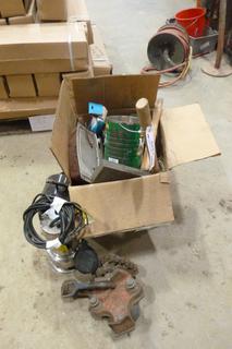 Assortment of Bearings, Lights w/ Chamberlain Wax Master 900, Power Fist 1/2 HP Stainless Steel Submersible Sump Pump (O-3-2)