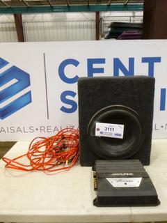 Alpine V-Power Mono Power Amplifier, Model MRP-M350 c/w Kaptian Audio Subwoofer (N41)