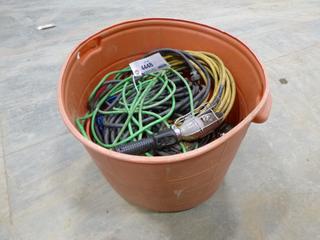 Qty of Assorted Extension Cords, C/w Trouble Light (T-3-3)