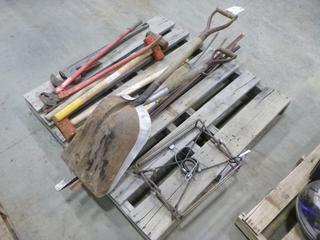 (3) Sledge Hammers, (2) Shovels, Chain Breaker, Pipe Wrench, Pitch Fork, Breaker Bar (R22)