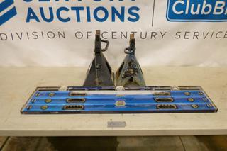 (4) Mastercraft Maximum 4 Ft. Magnetic Levels, C/w (2) Jack Stands *Note: 1 Jack Stand Doesn't Stay Up* (B2)