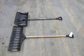 (1) 61cm Jobmate D-Grip Pusher Shovel, (1) 45.7cm Tera Gear Snow Shovel
