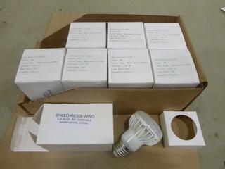 (8) Unused LED Reflector Bulbs, Dimmable, 8W Warm White (2700K), 110 VAC Lamp Base E26 (E1)