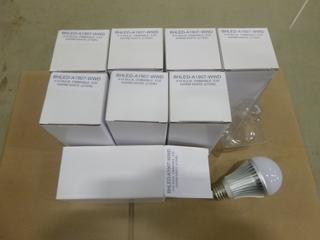 (8) Unused A19 LED Bulbs, Dimmable Warm White (2700K), 7W, E26 Base (D2)