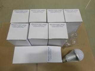 (8) Unused A19 LED Bulbs, Dimmable Warm White (2700K), 7W, E26 Base (D2)