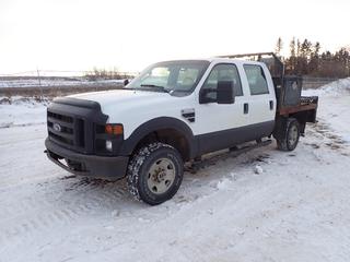 2008 Ford F-350 XL Super Duty Crew Cab Pick Up 4X4 c/w 6.8L Triton V10, A/T, A/C, Showing 151,225 Kms, Headache Rack, Storage Cabinet, LT265/70R17 Tires at 20%, VIN 1FTWW31Y18ED02717 *Note: Tire Pressure Monitor Fault Message, ABS Light On*