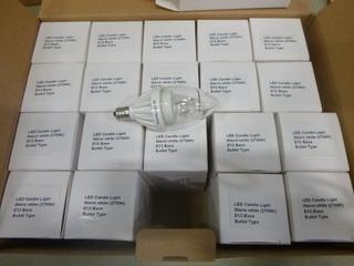 (20) Unused LED Candle Light Bulbs, 3W, Warm White (2700K) , E12 Base Bullet Type (D2)
