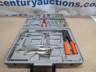 Misc. Tools In Hard Case: Pliers, Screwdrivers, Wrenches Vice Grips *Note: Incomplete Set* (B2)