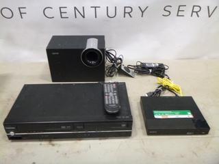Toshiba DVD/VCR Combo Player, Model SDV398KC2,  S/N A43H 06334C23 00, C/w Edifier M1380 Multimedia Speaker and Sony Blu-Ray Disc / DVD Player, Model BDP-BX350, S/N 9201652 (G-2)