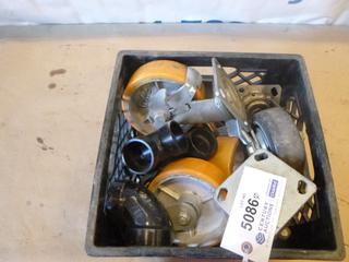 Crate of Castors, C/w Plastic Pipe Fittings(S-1-2)