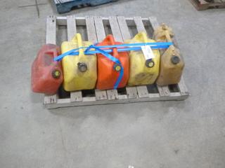(5) Assorted Jerry Cans, (3) Diesel, (2) Gas