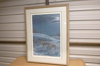 1992 B. Nasogaluak "Full Moon Hunters" Wolf Print, No. 62/295, 96cm x 73cm (Upstairs)