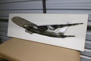 Airplane Picture, Metal / Tin on Canvas, 50 cm x 150 cm (Upstairs)