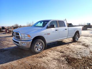 2012 Dodge Ram 2500 Crew Cab Pick Up 4X4 c/w Hemi 5.7L, Showing 221,776 Kms, Headache Rack, LT265/70R17 Tires at 70%, Rears at 50%, VIN 3C6TD5JTXCG180067 *Note: Electrical Issues, Turns Over, Does Not Start, Minor Damage*