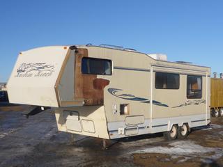 1998 28 Ft. Kustom Koach KW269 5th Wheel Holiday Trailer, T/A C/w (1) Slide Out, Propane, Outdoor Shower, AC, Furnace, VIN 2TTKW2695WR980272 *Note: Major Damage, Requires Repair, Replacement Parts in Trailer, Hot Water Control Disconnected*