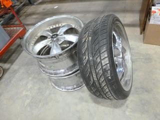 (3) Ralleigh Rims, 2- 20x10 In., 1- 20x9 In. w/ (1) 245/35R20 Tire at 0%, 5x4 1/4 In. Bolt Pattern
