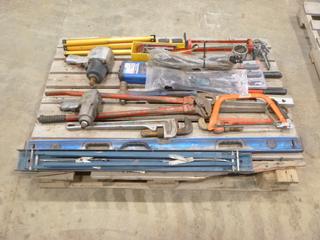 Qty of Various Hand Tools Including Levels, Hammers, Screwdrivers, Wrenches and More (X32)
