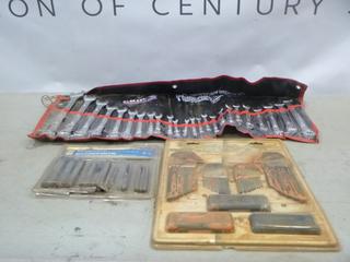 Grip 24 Pc. Combination Wrench Set w/ Power Fist 12 pc. Hollow Punch Set (Missing One Piece), Jobmate 55 Pc. Hex Key Set (B1)