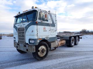 1975 Hayes Clipper Cab and Chassis c/w Cat Engine, 220,374 Miles, Fuller Roadranger TRO-12513, 30 In. Sleeper, 210 In. W/B, GVWR 48,500, 11R24.5 Tires, Front Axle Rating 10,500, Rear Axle Rating 38,000, SN 6916 *Note: Roof Leaks*